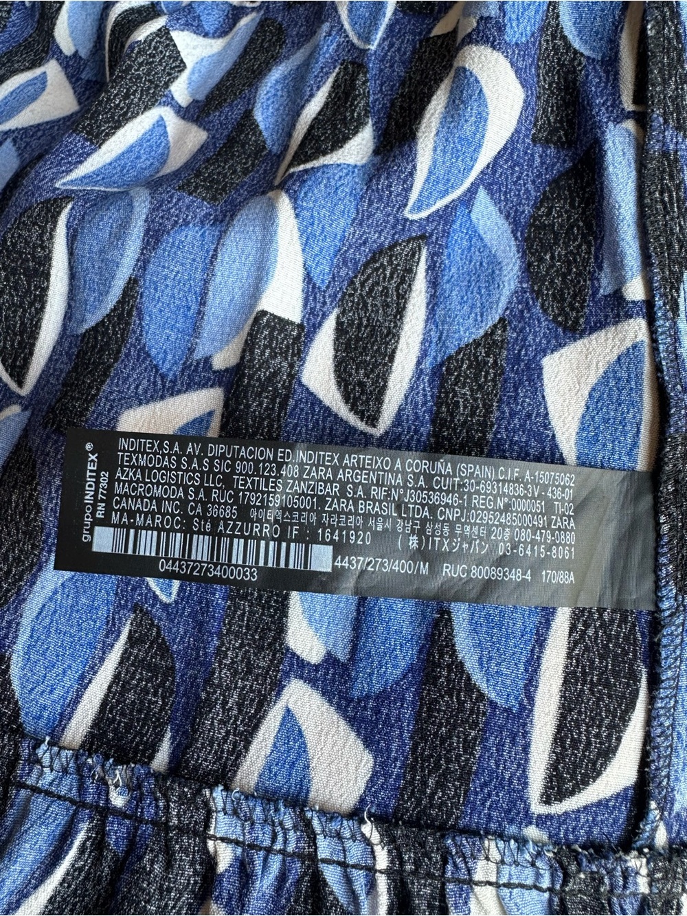 Zara Blue Geometric V-Neck Long Sleeve Dress - Picture 6 of 6